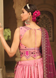 Pink And Magenta Silk Embroidered Lehenga For Wedding