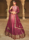 Pink And Magenta Silk Embroidered Lehenga For Wedding