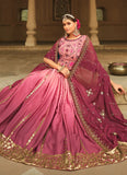 Pink And Magenta Silk Embroidered Lehenga For Wedding