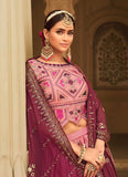 Pink And Magenta Silk Embroidered Lehenga For Wedding