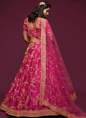Pink Art Silk embroidered lehenga choli with dupatta