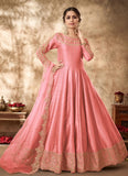 Pink Art Silk Zari Embroidery Anarkali Suit