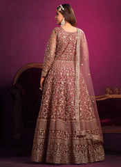 Pink Color Net Heavy Embroidered Anarkali