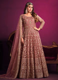 Pink Color Net Heavy Embroidered Anarkali