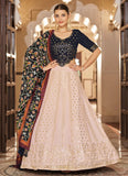 Pink Georgette Sequince Embroidered A Line Lehenga