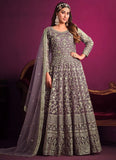 Purple heavy Embroidered Net Sangeet Function Suit