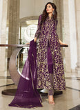 Purple Net Heavy Coding and Sequence Embroidery Pakistani Suit