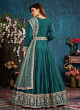 Rama Color Embroidered Art Silk Anarkali Style Suit