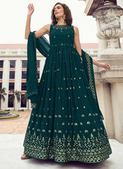 Rama Stunning Georgette Embroidered Long Gown