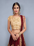 Heavy Floral Embrodered Velvet Silk Lehenga