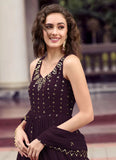 Sequinse Embroidered Georgette Anarkali Gown In Purple