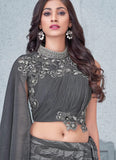 Silver Color Fancy Lyrca Hand Work Party Wear Lehenga