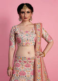 Floral Design Art Silk Wedding Wear Lehenga