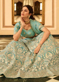 Turquoise Wedding Wear Gota And Zari Work Lehenga