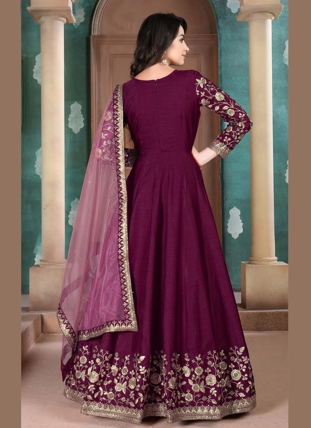 Wholesale Deep Red Pakistani Bridal Anarkali Suit with Stone Work LSTV114978