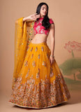 Yellow Color Soft Net Traditional Indian Wedding Lehenga