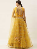 Yellow Embellished Semi Stitched Lehenga With Unstitched Blouse and Dupatta