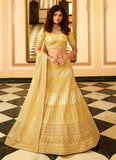 Yellow Resham And Gota Work Organza Wedding Lehenga Choli