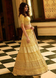 Yellow Resham And Gota Work Organza Wedding Lehenga Choli