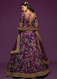 Zari and Sequins Embroidered Wedding Lehenga In Purple