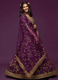 Zari and Sequins Embroidered Wedding Lehenga In Purple